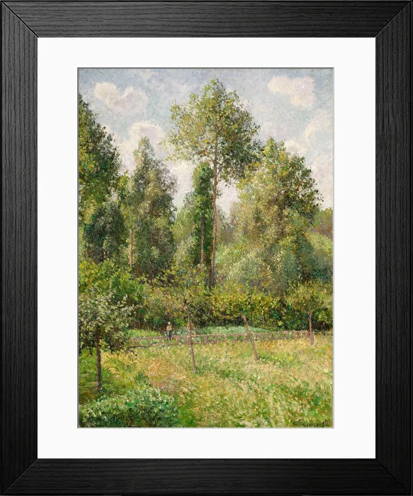 Framed Print : Poplars, Eragny, by Camille Pissarro, 1895, French impressionist painting, oil on canvas