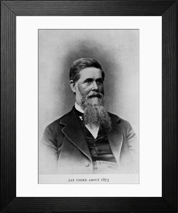 Framed Print : Jay Cookes was called the financier of the Civil War. His firm sold Treasury notes with which the US government borrowed massive funds to finance the Federal war effort Framed Print : Jay Cookes was called the financier of the Civil War. His firm sold Treasury notes with which the US government borrowed massive funds to finance the Federal war effort