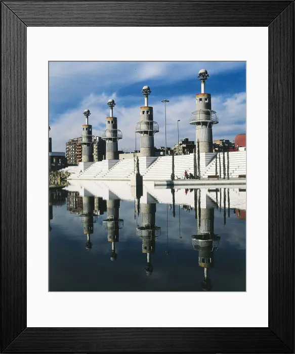 Framed Print : SPAIN. Barcelona. Spanish Industrial park, designed by Luis Pea Ganchegui and Francesc Rius in 1985. Architecture. AISA / Everett Collection**US SALES ONLY**