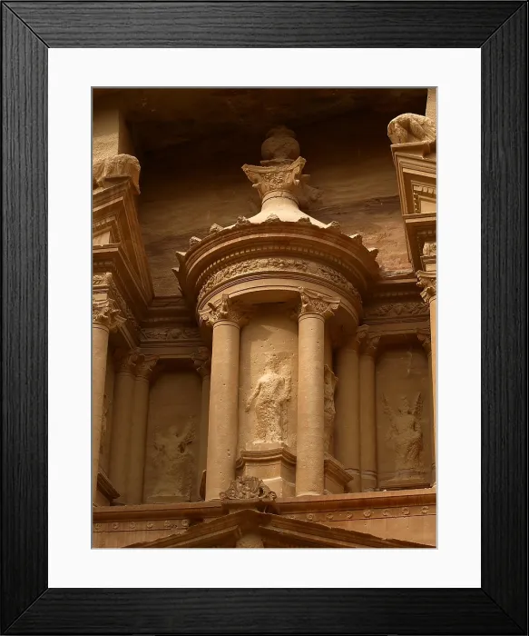 Framed Print : Bab el-Siq Treasury (Al Khazneh), 1st Century A.D. carved stone - Jordan, Petra, Bab el Siq. Detail