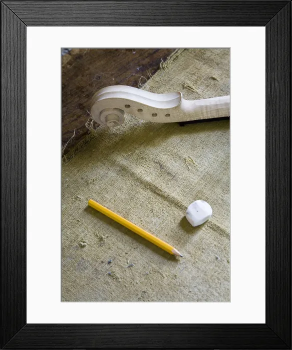 Framed Print : ITALY. Cremona. Luthier's workshop. Making the pegbox for a string instrument. AISA / Everett Collection**US SALES ONLY**