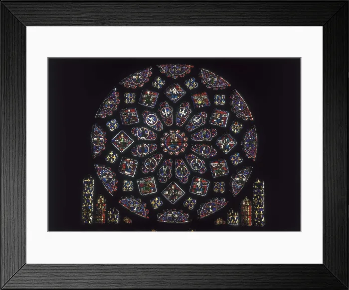 Framed Print : Notre-Dame Cathedral of Chartres. 1194-1290. FRANCE. Chartres. Notre Dame cathedral. Rose window on the northern side. Gothic art. Glass window