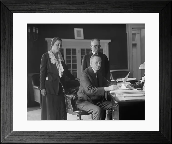 Framed Print : President Calvin Coolidge signing document related to prohibition enforcement, June 1, 1924