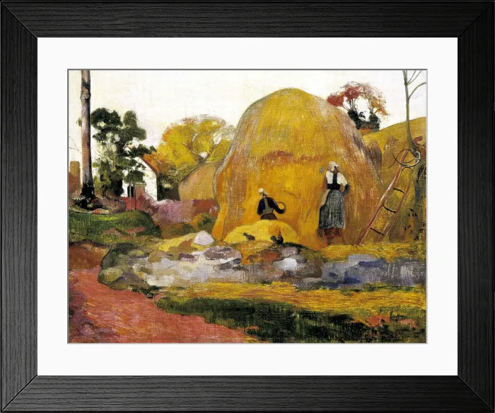 Framed Print : GAUGUIN, Paul (1848-1903). Yellow Haystacks, or Golden Harvest. 1889. Symbolism. Pont-Aven school. Oil on canvas. FRANCE. Paris. Muse d'Orsay (Orsay Museum)