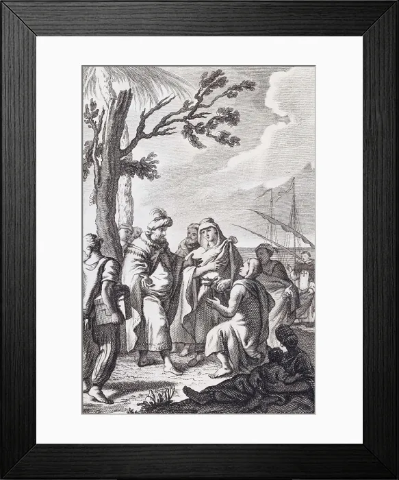 Framed Print : CRUZ Y CANO, Manuel de la (1750-1792); FABREGAT, Jos Joaqun (1748-1844). El Trato de Argel. 1784. Illustration of Miguel de Cervantes work 'El Trato de Argel'