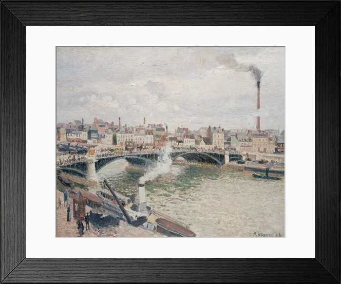 Framed Print : Morning, An Overcast Day, Rouen, by Camille Pissarro, 1896, French impressionist oil painting