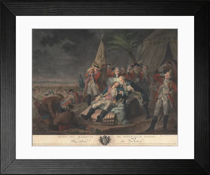 Framed Print : French and Indian War. The Death of French General Louis-Joseph Montcalm at the Battle of the Plains of Abraham, Sept. 13, 1759 (BSLOC_2019_3_27) Framed Print : French and Indian War. The Death of French General Louis-Joseph Montcalm at the Battle of the Plains of Abraham, Sept. 13, 1759 (BSLOC_2019_3_27)