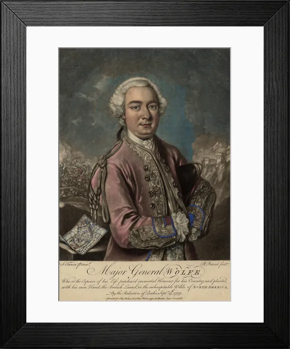 Framed Print : Memorial portrait of British Major James General Wolfe, after his death at age 32, during the great British Victory at Quebec, Sept. 13, 1759 Framed Print : Memorial portrait of British Major James General Wolfe, after his death at age 32, during the great British Victory at Quebec, Sept. 13, 1759