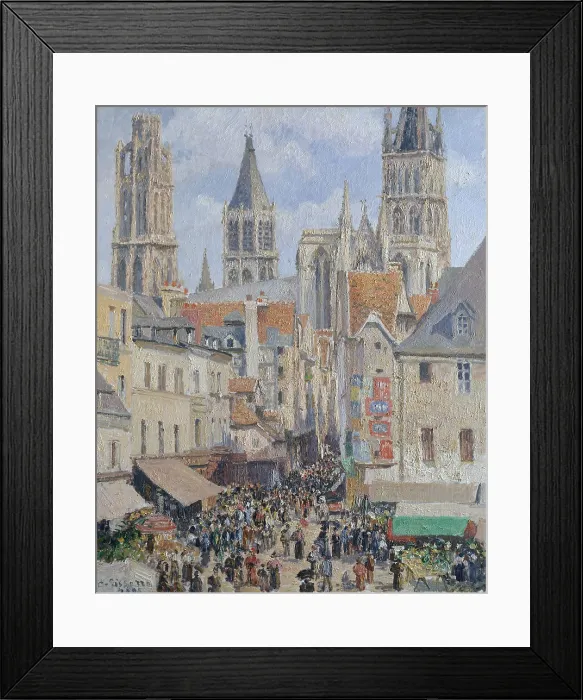 Framed Print : Rue de lEpicerie, Rouen (Effect of Sunlight), by Camille Pissarro, 1898, impressionist oil painting