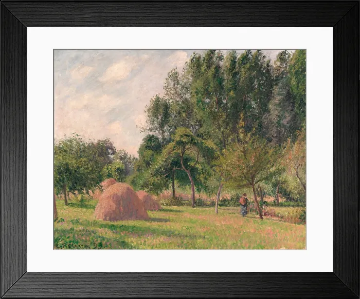 Framed Print : Haystacks, Morning, Eragny, by Camille Pissarro, 1899, French impressionist painting, oil on canvas Framed Print : Haystacks, Morning, Eragny, by Camille Pissarro, 1899, French impressionist painting, oil on canvas