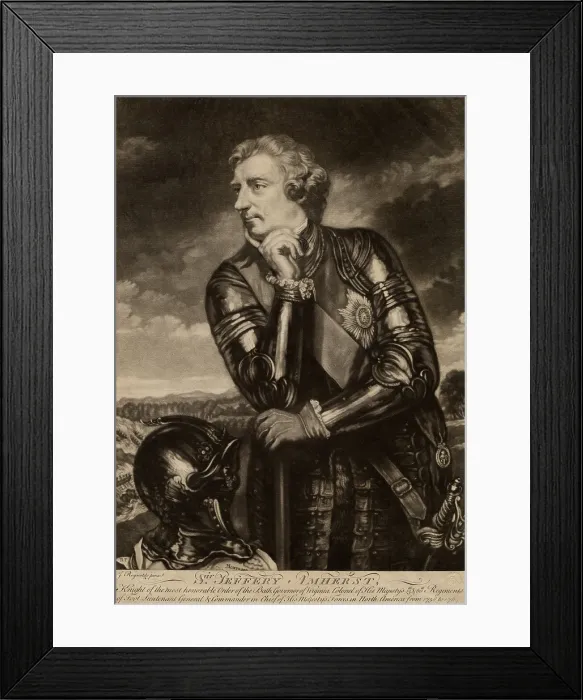 Framed Print : Sir Jeffery Amherst, was Commander in Chief of his Majestys Forces in North America, from 1778 to 1863, during the French and Indian War