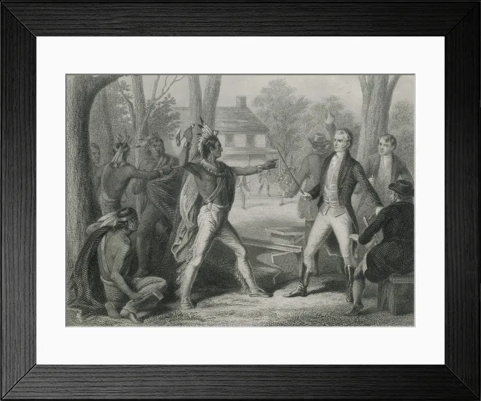 Framed Print : A council was arranged between Shawnee chief Tecumseh and American general and Territorial Governor, William Henry Harrison, July 27, 1811