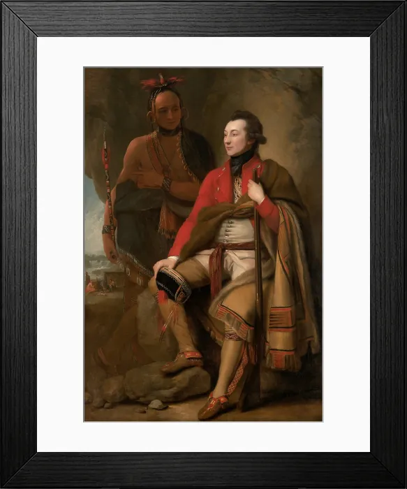 Framed Print : Colonel Guy Johnson and Karonghyontye (aka Captain David Hill) in a 1776 portrait by Benjamin West