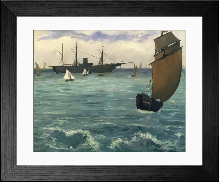 Framed Print : The Kearsarge at Boulogne, by Edouard Manet, 1864, French impressionist painting, oil on canvas