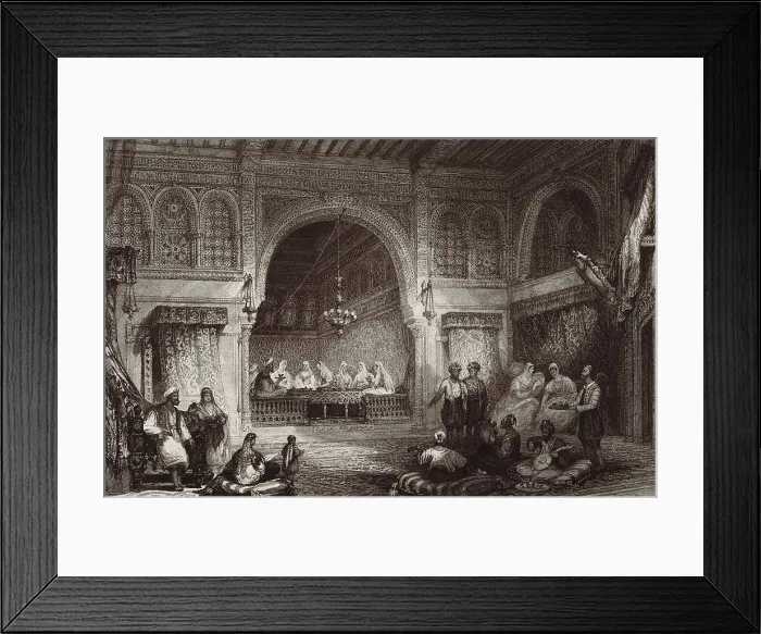 Framed Print : Interior of a Moor Palace. Engraving (19th c.). Litography. SPAIN. Madrid. Romantic Museum. AISA / Everett Collection**US SALES ONLY**
