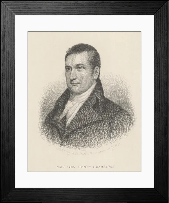 Framed Print : Major General Henry Dearborn, etching by Henry Bryan Hall, based on the oil painting by Charles Wilson Peale