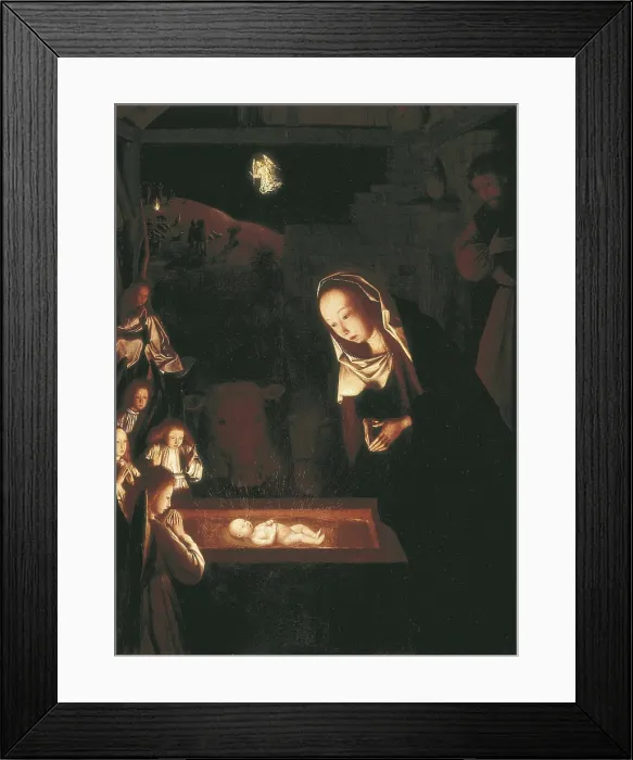 Framed Print : Geertgen tot Sint Jans (second half 15th century). The Nativity at night. end 16th c. Flemish art. Oil on wood. UNITED KINGDOM. London. National Gallery Framed Print : Geertgen tot Sint Jans (second half 15th century). The Nativity at night. end 16th c. Flemish art. Oil on wood. UNITED KINGDOM. London. National Gallery
