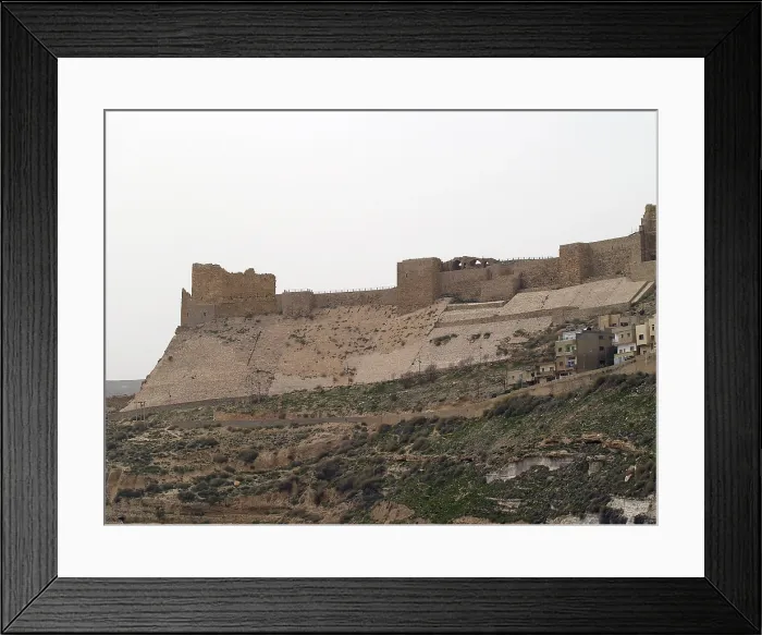 Framed Print : Kerak Castle, 1142, 12th Century A.D. fortified stone building - Jordan, Kerak. Whole artwork view. View of the Castle; it rises on a high place more than 900 mt Framed Print : Kerak Castle, 1142, 12th Century A.D. fortified stone building - Jordan, Kerak. Whole artwork view. View of the Castle; it rises on a high place more than 900 mt