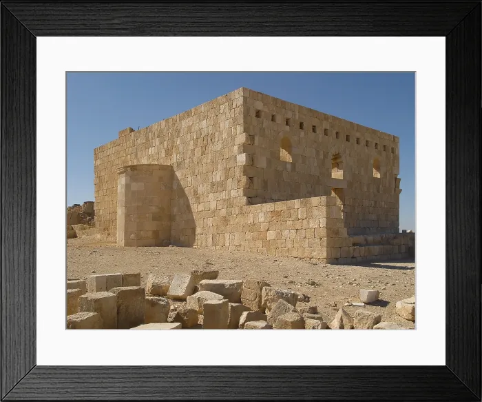 Framed Print : Castle of al-Hallabat (Qasr al-Hallabat), 4th Century A.D. fortified stone building - Jordan, Zarqa Governorate. Whole artwork view Framed Print : Castle of al-Hallabat (Qasr al-Hallabat), 4th Century A.D. fortified stone building - Jordan, Zarqa Governorate. Whole artwork view
