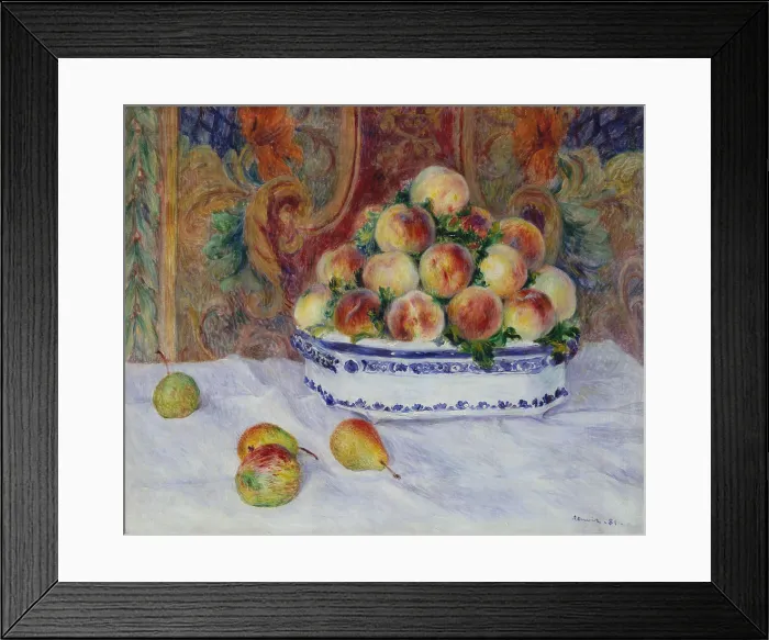 Framed Print : Still Life with Peaches, by Auguste Renoir, 1881, French impressionist painting, oil on canvas