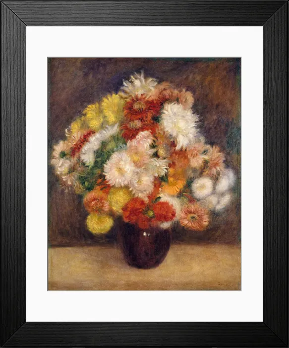 Framed Print : Bouquet of Chrysanthemums, by Auguste Renoir, 1881, French impressionist painting, oil on canvas (BSLOC_2017_3_85)