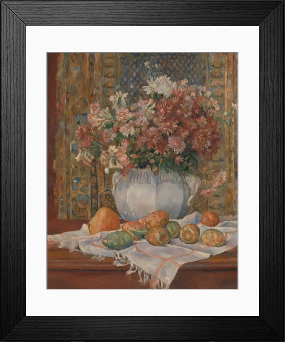 Framed Print : Still Life with Flowers and Prickly Pears, by Auguste Renoir, 1885, French impressionist painting