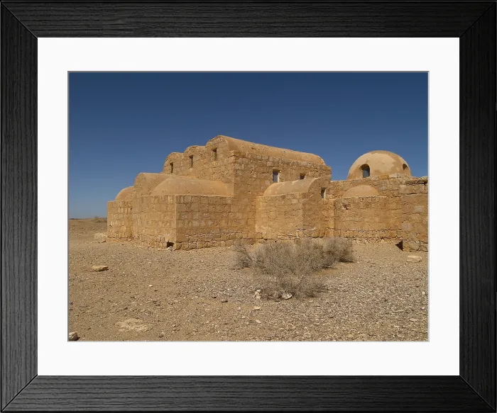 Framed Print : Castle of Amra (Qasr Amra), 723-743, 8th Century A.D. limestone and basalt building - Jordan, Zarqa Governorate. Whole artwork view