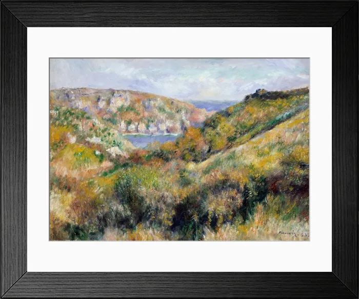 Framed Print : Hills around Bay of Moulin Huet, Guernsey, by Auguste Renoir, 1883, French impressionist painting Framed Print : Hills around Bay of Moulin Huet, Guernsey, by Auguste Renoir, 1883, French impressionist painting