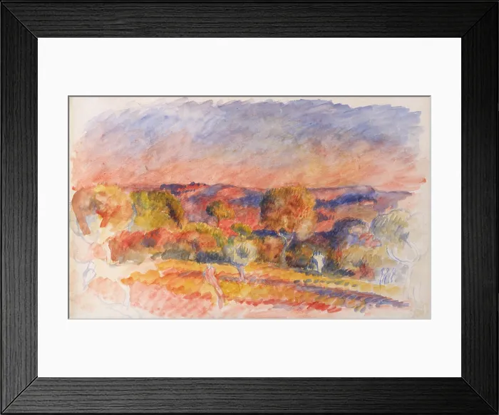 Framed Print : Landscape, by Auguste Renoir, 1889, French impressionist watercolor painting on paper