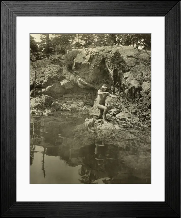 Framed Print : Lummi man shooting fish with bow and arrow in the Puget Sound area. 1924 photo by Fred H. Kiser Framed Print : Lummi man shooting fish with bow and arrow in the Puget Sound area. 1924 photo by Fred H. Kiser