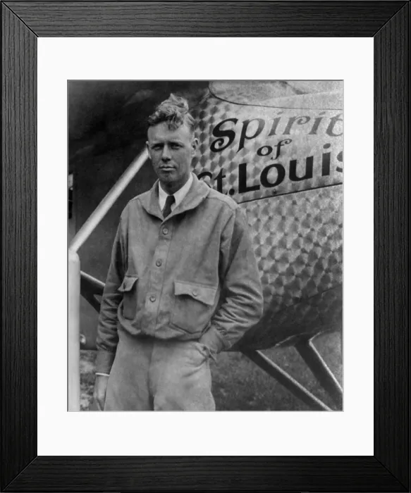 Framed Print : Charles Lindbergh, at Le Bourget Airport, Paris, next to Spirit of St. Louis, May 31, 1927