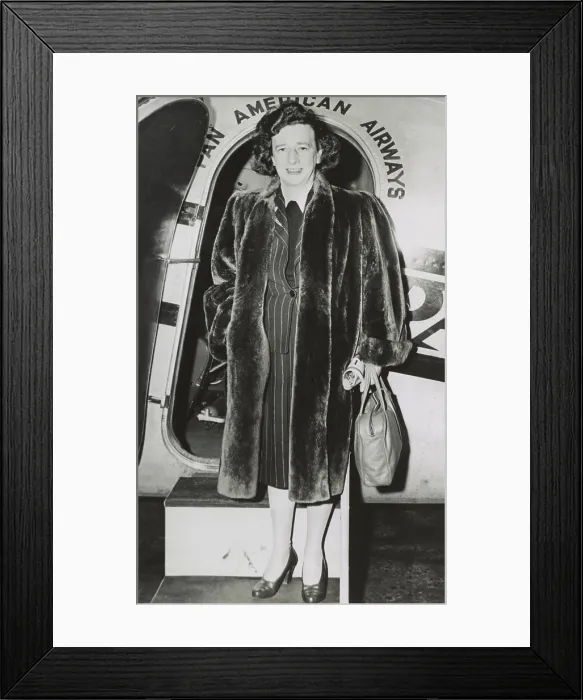 Framed Print : Lillian Hellman, American playwright, about to board Pan American Airways plane on Oct. 1944. She was traveling to Russia for a cultural goodwill mission, from Nov Framed Print : Lillian Hellman, American playwright, about to board Pan American Airways plane on Oct. 1944. She was traveling to Russia for a cultural goodwill mission, from Nov