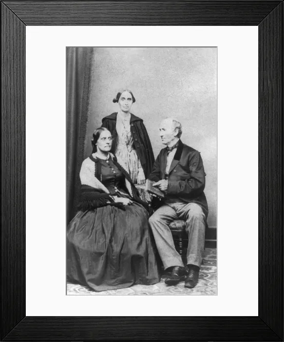 Framed Print : Wendell Phillips, seated, with Susan B. Anthony and Martha Coffin Wright, ca. 1860 Framed Print : Wendell Phillips, seated, with Susan B. Anthony and Martha Coffin Wright, ca. 1860