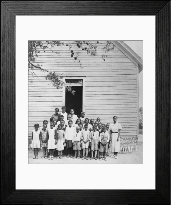 Framed Print : Twenty-six African American students in a group portrait with their teacher, at a Hurlock, Maryland, one room school, ca. 1930s (BSLOC_2020_2_93)