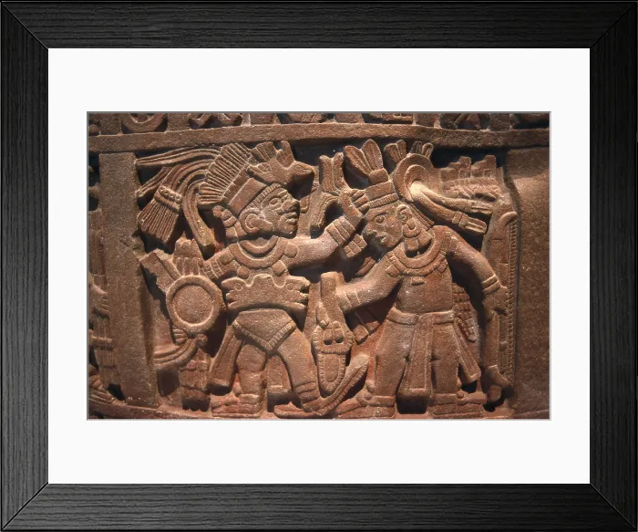 Framed Print : Pre-Columbian relief with fighting scene. Pre-Columbian art. Sculpture on rock. MEXICO. Mexico City. National Museum of Anthropology. AISA / Everett Collection**US SALES ONLY**