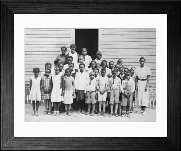 Framed Print : Twenty-six African American students in a group portrait with their teacher, at a Hurlock, Maryland, school, ca. 1930s (BSLOC_2020_2_94) Framed Print : Twenty-six African American students in a group portrait with their teacher, at a Hurlock, Maryland, school, ca. 1930s (BSLOC_2020_2_94)
