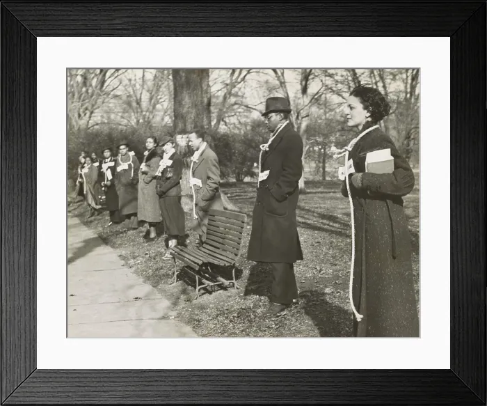 Framed Print : Howard University students wearing nooses protest the National Crime Conference, whose leaders refused to discuss lynching as a national crime. Washington, D.C. Dec