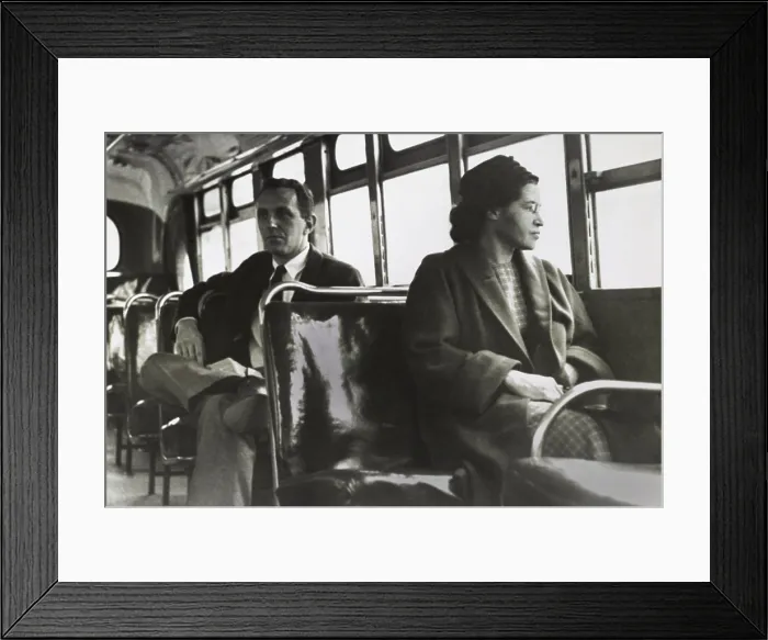Framed Print : Mrs. Rosa Parks, 43, in a forward seat of a Montgomery, Alabama, bus on December 21, 1956