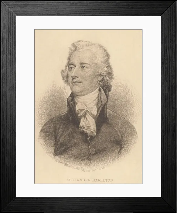 Framed Print : Alexander Hamilton, etching by Albert Rosenthal, 1888, based on a portrait by John Trumbull (BSLOC_2019_4_93)