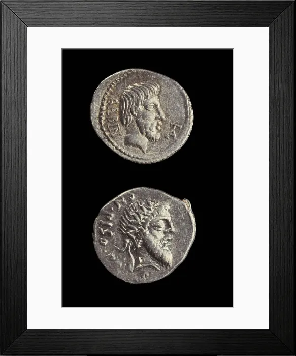 Framed Print : Denarii with portraits of Titus Tatius and Numa Pompilius. AISA / Everett Collection**US SALES ONLY**