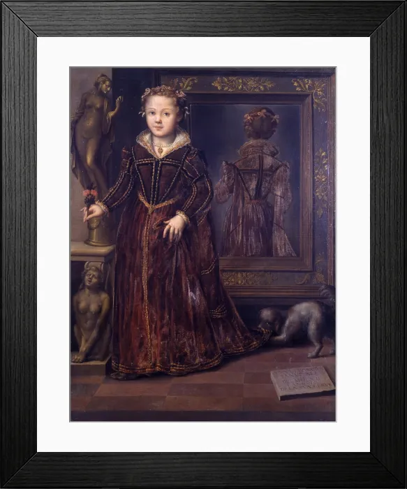 Framed Print : Portrait of Anna Eleanor Sanvitales aged four (Ritratto di Anna Eleonora Sanvitale all'et di quattro anni), by Giuseppe Mazzola Bedoli, 1563 - 1564, 16th century