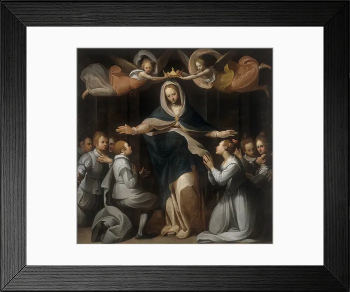 Framed Print : Our Lady of Mercy with the Patients of the Orphanage of Exposed (Madonna della Misericordia con i ricoverati del brefotrofio degli esposti), by Benedetto Marini, ca
