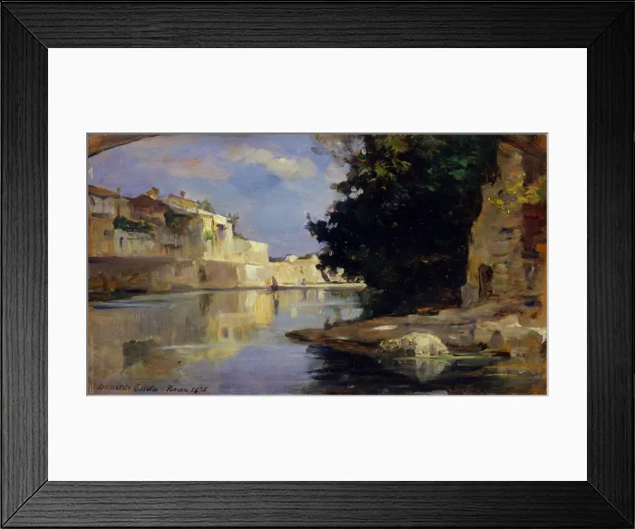 Framed Print : The Tiber in Rome (Il Tevere a Roma), by Demetrio Cosola, 1875, 19th Century, oil on board - Private collection. Whole artwork view Framed Print : The Tiber in Rome (Il Tevere a Roma), by Demetrio Cosola, 1875, 19th Century, oil on board - Private collection. Whole artwork view