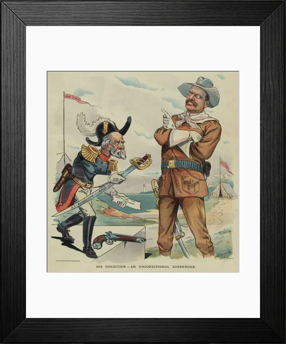 Framed Print : Thomas C. Platt offering his sword labeled N.Y. Republican Boss to Theodore Roosevelt