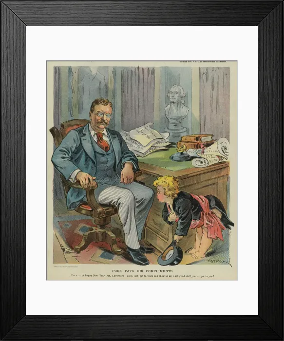 Framed Print : Newly inaugurated New York State Governor, Theodore Roosevelt, sitting in his office Framed Print : Newly inaugurated New York State Governor, Theodore Roosevelt, sitting in his office