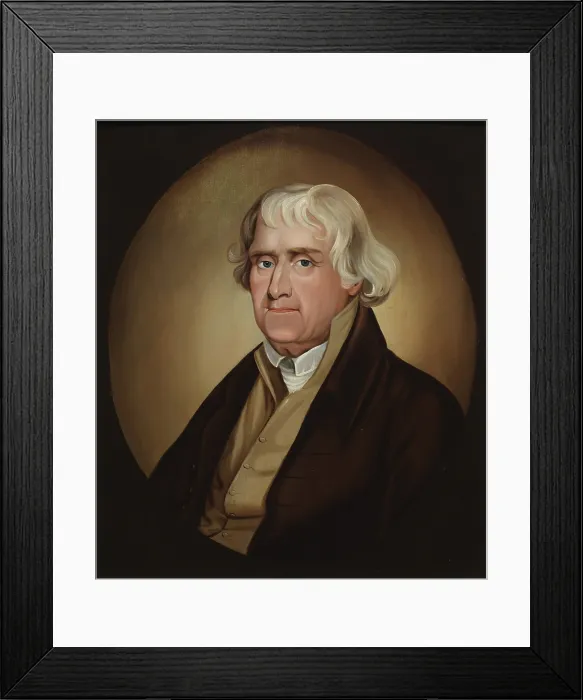 Framed Print : Thomas Jefferson in 1816 portrait by Bass Otis. Otis was a successful painter, and painted many public figures in his long career (BSLOC_2019_6_146)