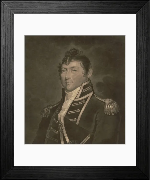 Framed Print : Captain Isaac Hull, mezzotint engraving after Gilbert Stuart portrait, 1813