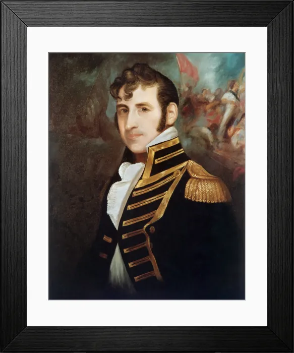Framed Print : Commodore Stephen Decatur, by Charles Bird King, c. 1810, oil on canvas. Decatur won fame in the Battle of Tripoli Harbor during First Barbary War, 1801-1805