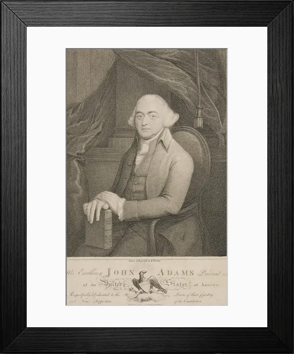 Framed Print : HIS EXCELLENCY JOHN ADAMS, PRESIDENT OF THE UNITED STATES OF AMERICA, by H. Houston, 1798, British-America engraving
