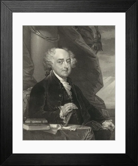 Framed Print : JOHN ADAMS, SECOND PRESIDENT OF THE UNITED STATES, by Pendletons Lithography, 1825-1828, after Gilbert Stuart, American popular print (BSLOC_2019_5_62) Framed Print : JOHN ADAMS, SECOND PRESIDENT OF THE UNITED STATES, by Pendletons Lithography, 1825-1828, after Gilbert Stuart, American popular print (BSLOC_2019_5_62)